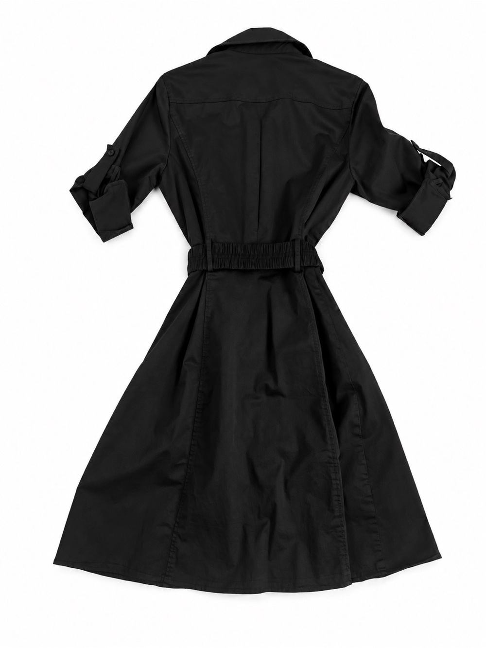 Ann Taylor Black Belted Fit & Flare Shirtdress Size 8 - Picture 2 of 9
